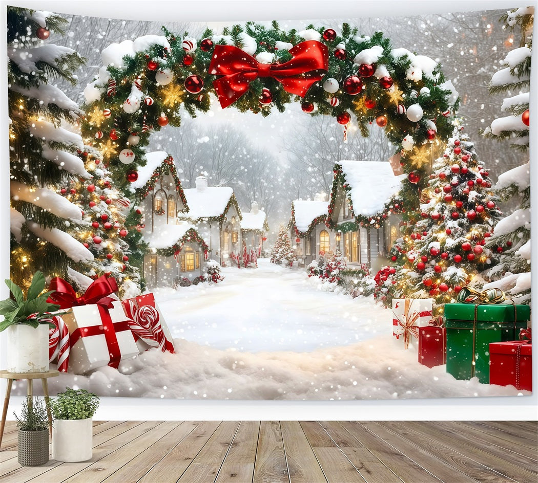 Décor De Village De Noël Arche De Guirlandes De La Maison Enneigée Décors De Noël Professionnels RR69-98