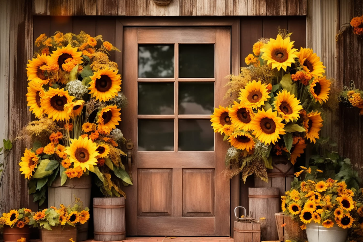 Toile de Fond de Photographie de Bouquet de Tournesols d'Automne RR7-124