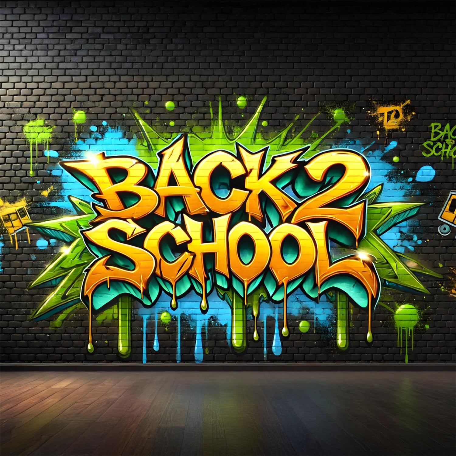 Toile de Fond de Mur de Briques avec Graffiti pour la Rentrée RR7-241