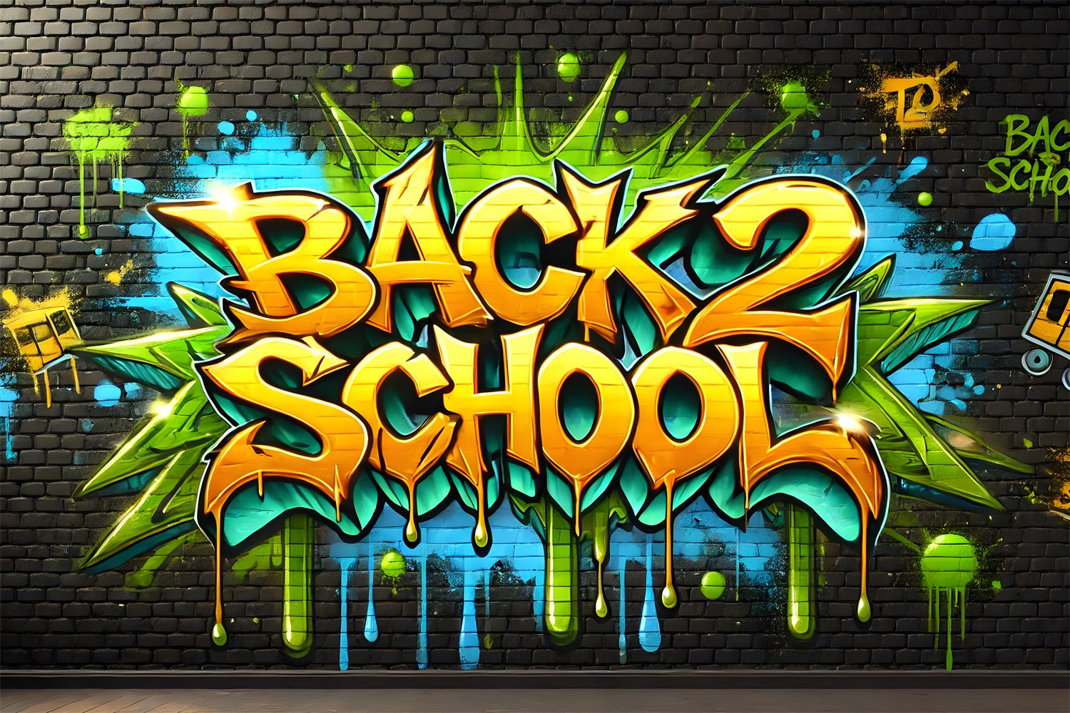 Toile de Fond de Mur de Briques avec Graffiti pour la Rentrée RR7-241