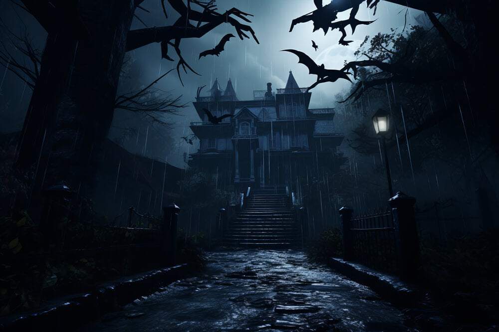Toile de Fond de Photographie de Maison Hantée d'Halloween RR7-27