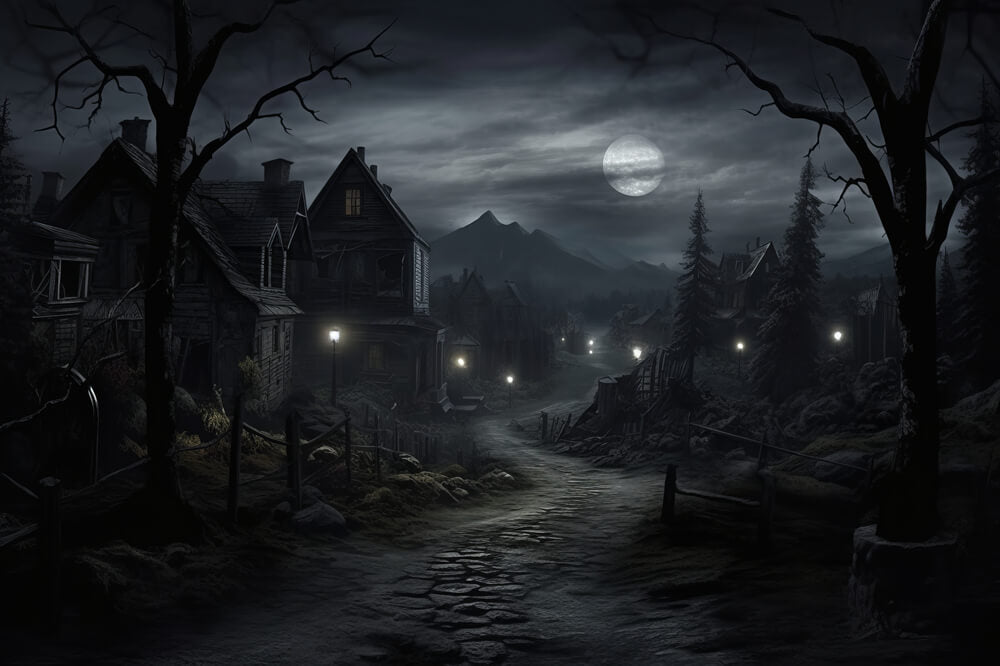 Toile de Fond de Photographie de Maisons Hantées d'Halloween RR7-38