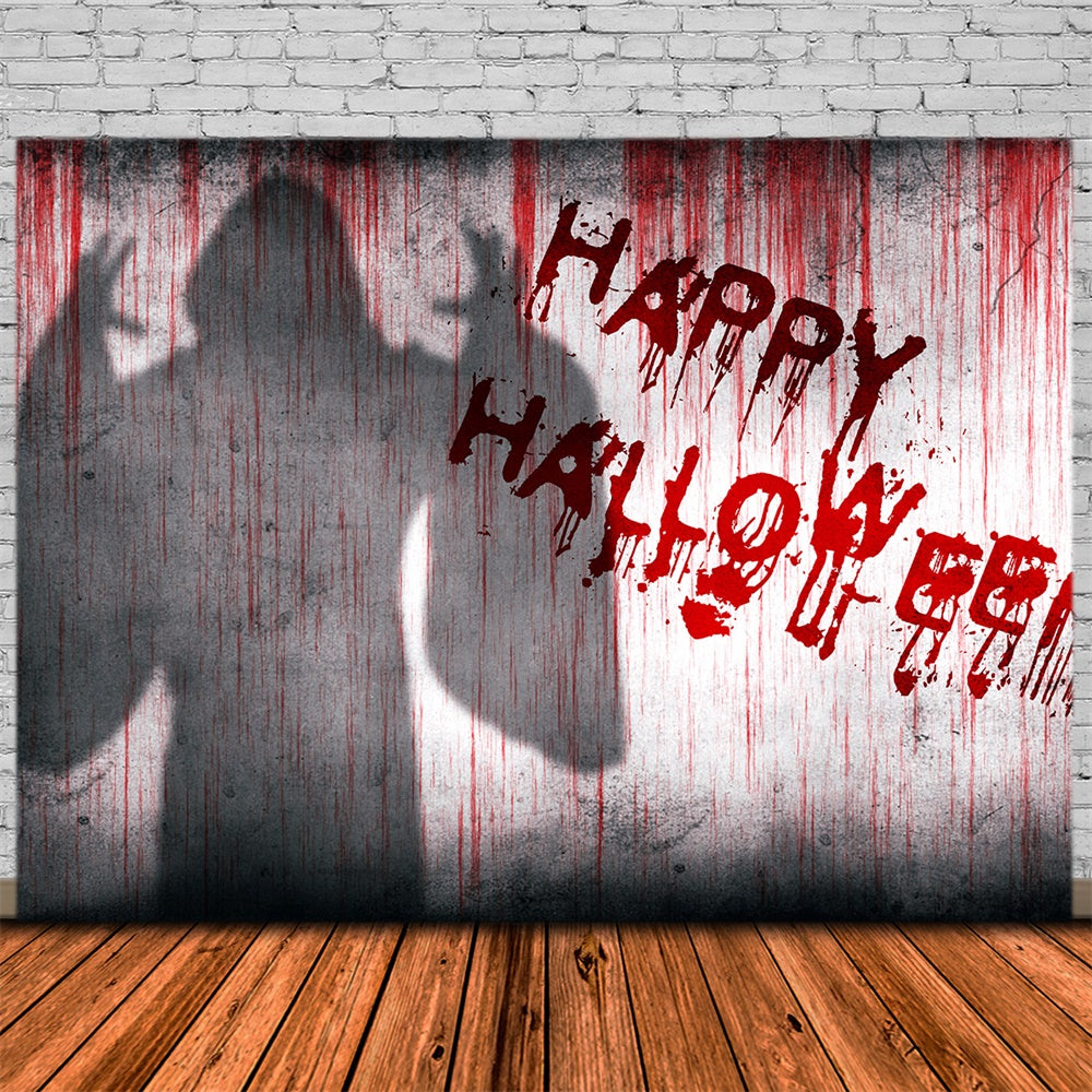 Toile de fond de mur avec ombre de fantôme et citrouilles Halloween RR7-464