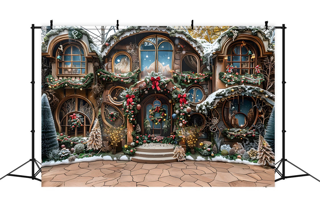 Toile de fond de Noël Merveille du Cottage Rustique RR7-568