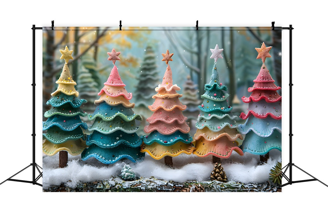 Toile de fond de Noël Arbres à Biscuits Fantaisistes RR7-581