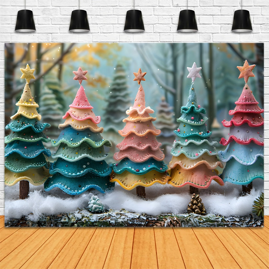 Toile de fond de Noël Arbres à Biscuits Fantaisistes RR7-581
