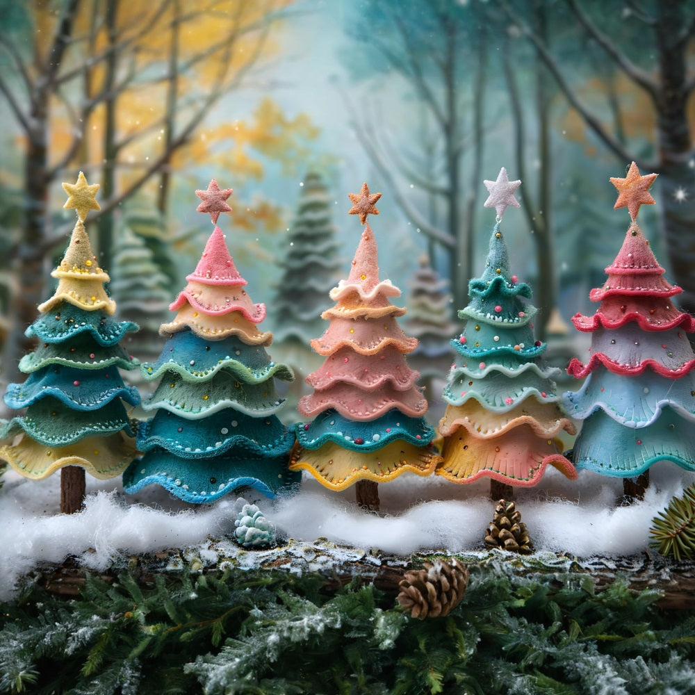 Toile de fond de Noël Arbres à Biscuits Fantaisistes RR7-581