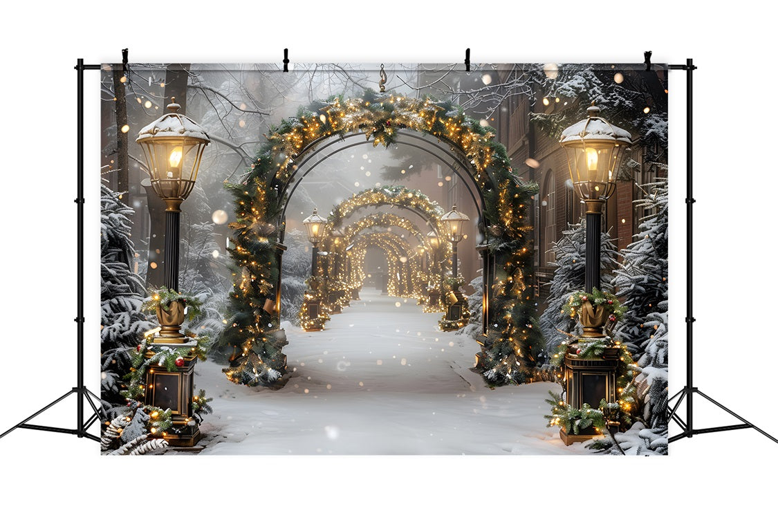 Toile de fond de Noël Arche Enchantée avec Lanternes RR7-587