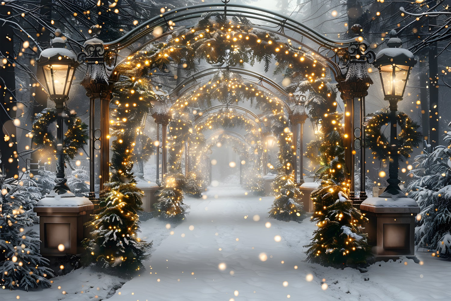 Toile de fond de Noël Tunnel de Lumières Magique RR7-588