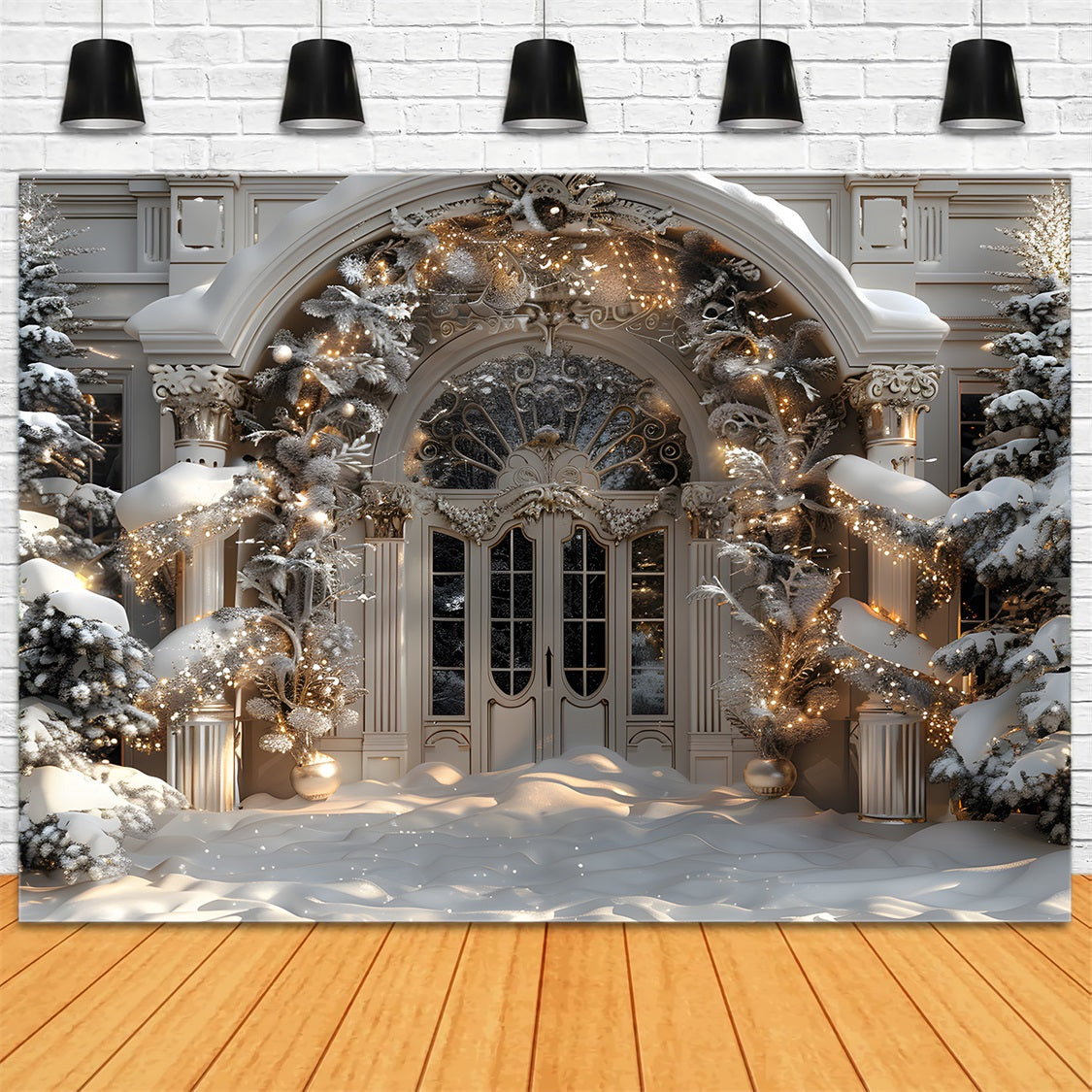Toile de fond de Noël Entrée Grandiose Merveilleuse RR7-590