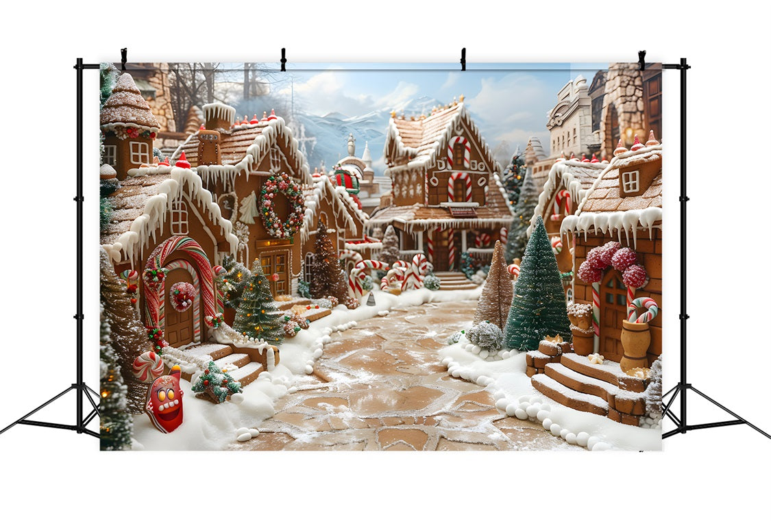 Toile de fond de Noël Village en Pain d’Épice Enchanté RR7-607