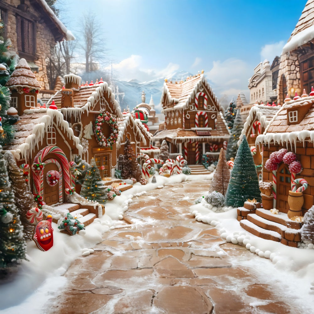 Toile de fond de Noël Village en Pain d’Épice Enchanté RR7-607