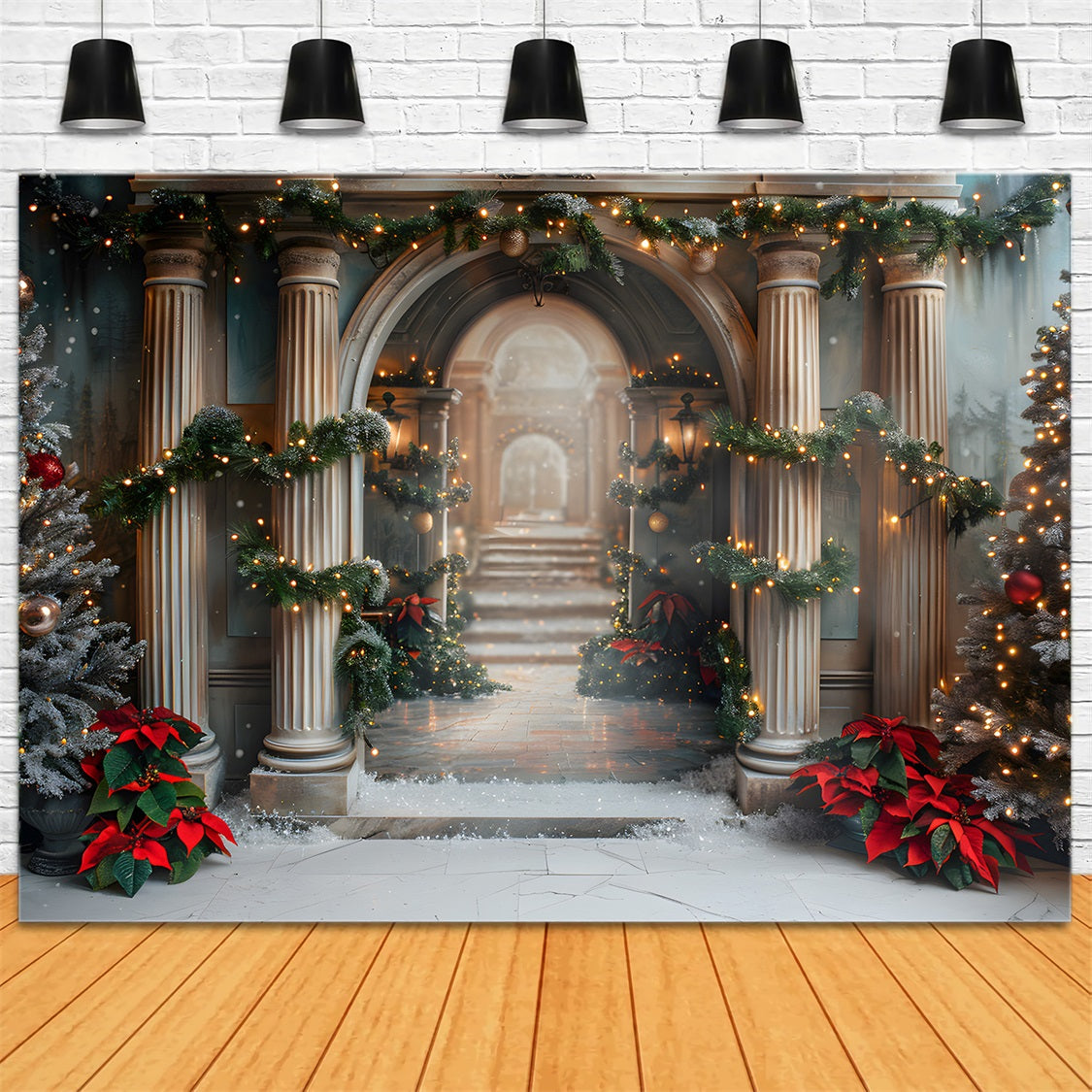 Toile de fond de Noël Escalier Grandiose Merveilleux RR7-611