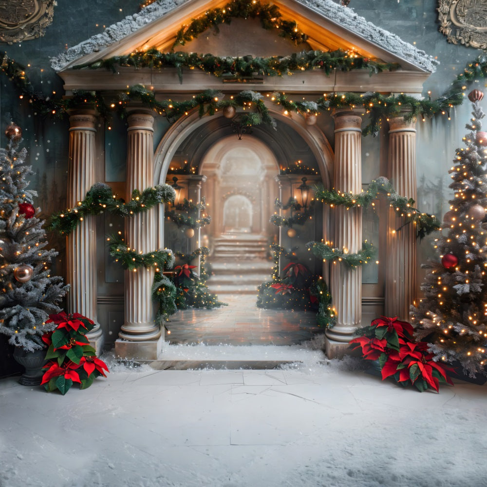 Toile de fond de Noël Escalier Grandiose Merveilleux RR7-611