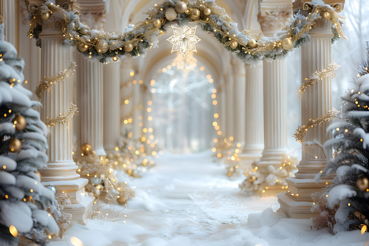 Toile de fond de Noël Promenade au Palais Hivernal RR7-612