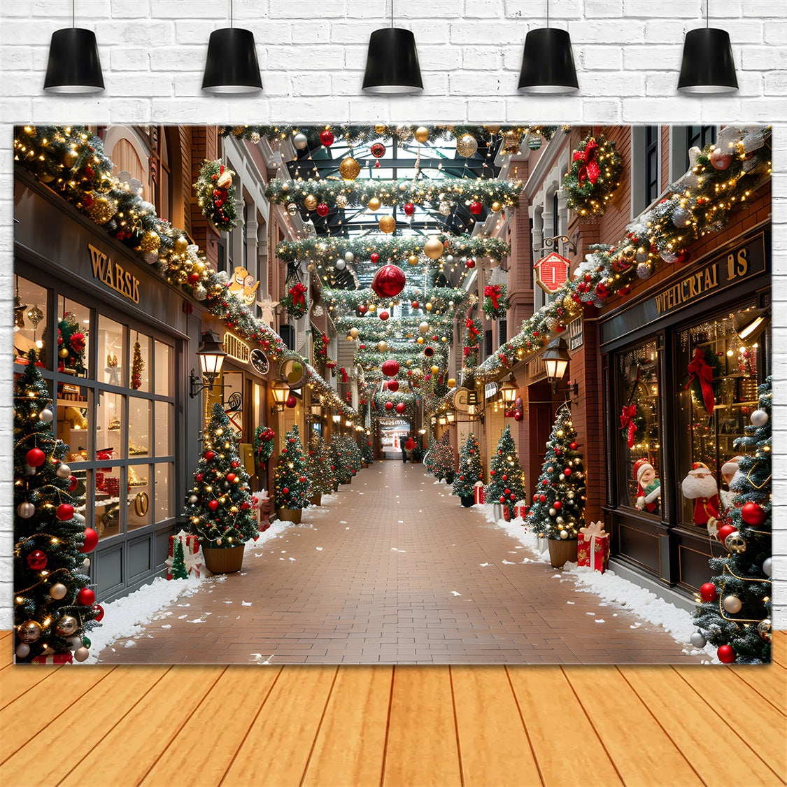 Toile de fond de Noël Galerie Marchande Festive RR7-635