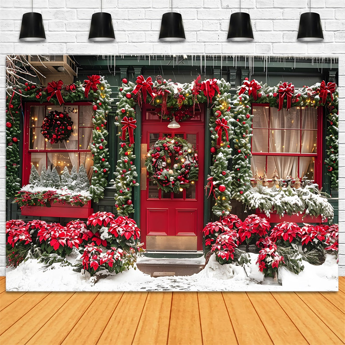 Toile de fond de Noël Vitrine de Boutique Festive RR7-637