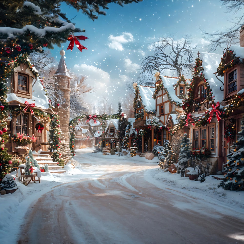Toile de fond de Noël Rue Magique du Village RR7-639