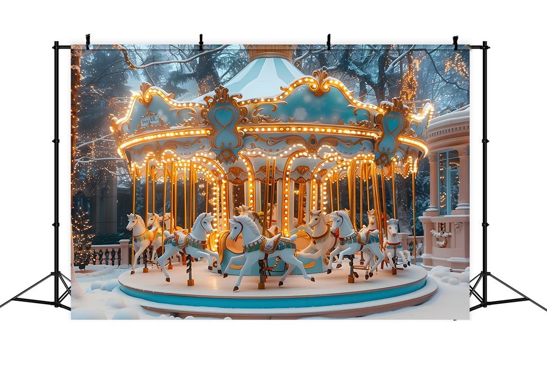 Toile de fond de Noël Carrousel Enchanté Hiver Merveilleux RR7-650