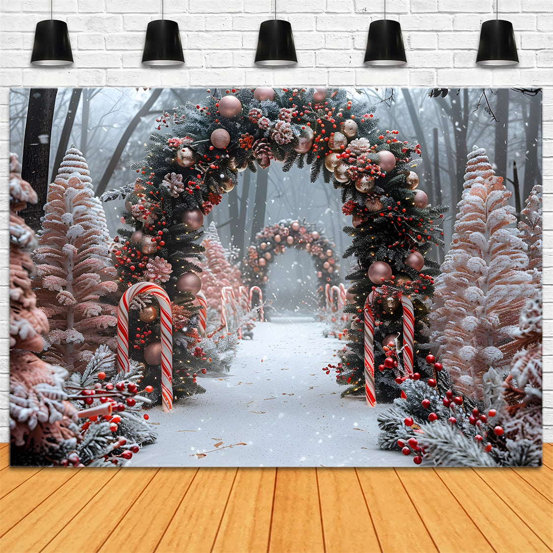 Toile de fond de Noël Arche de Bonbons en Sucre d’Orge RR7-654