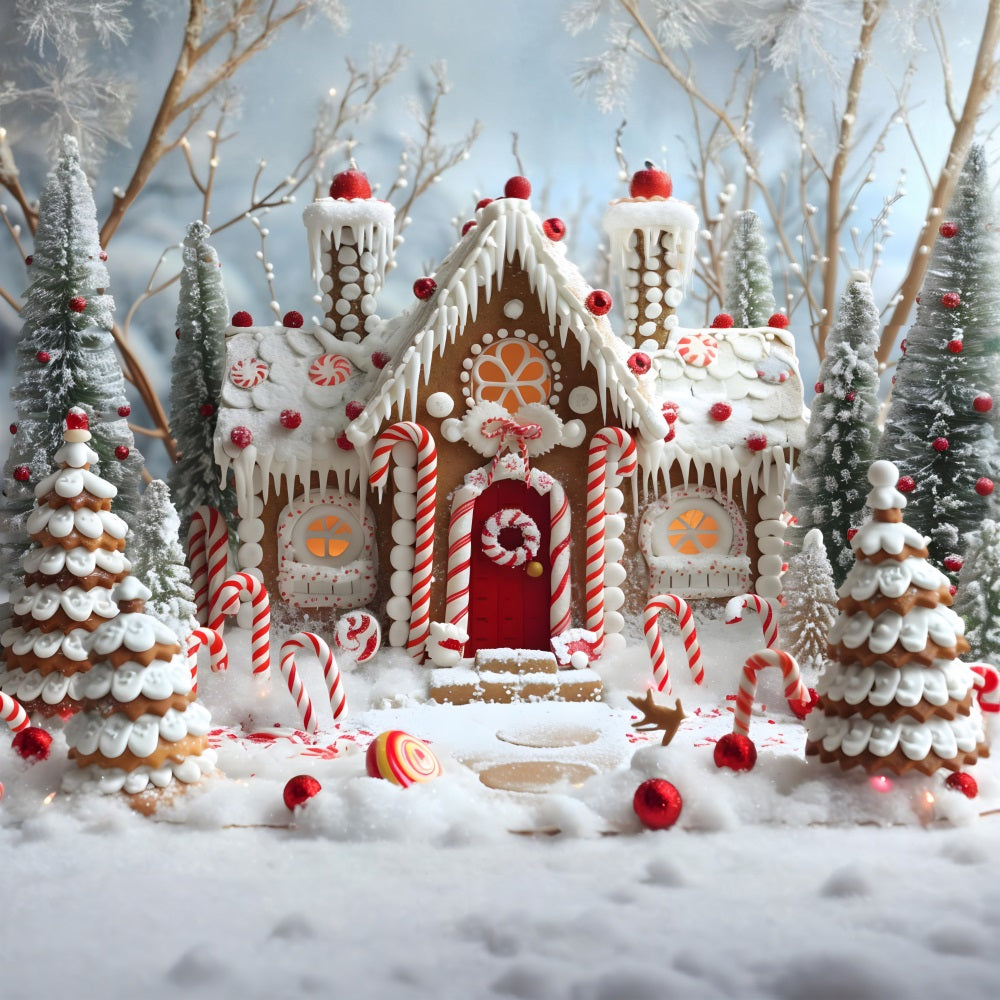 Toile de fond de Noël Maison en Pain d’Épice et Sucre d’Orge RR7-656