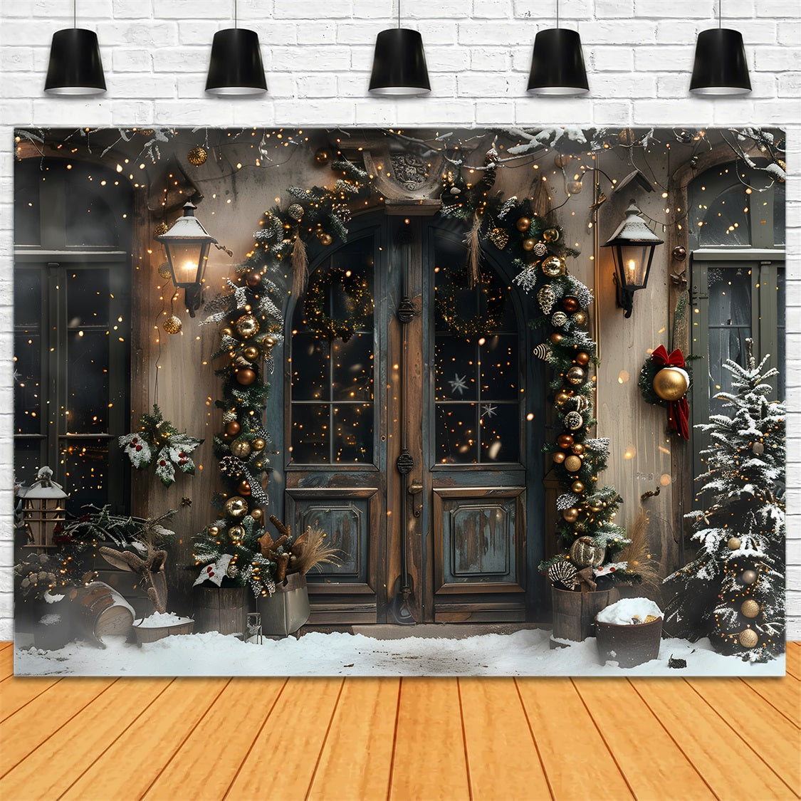 Toile de fond de Noël Entrée Élégante en Arche RR7-669