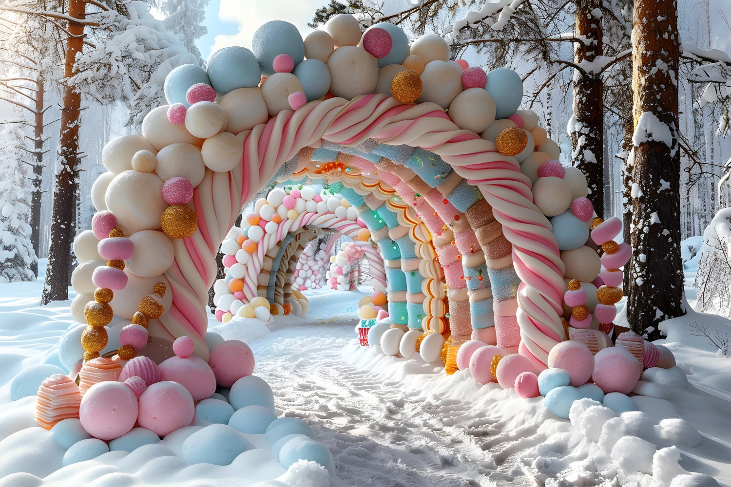 Toile de fond de Noël Arche du Pays des Bonbons avec Délices Givrés RR7-703