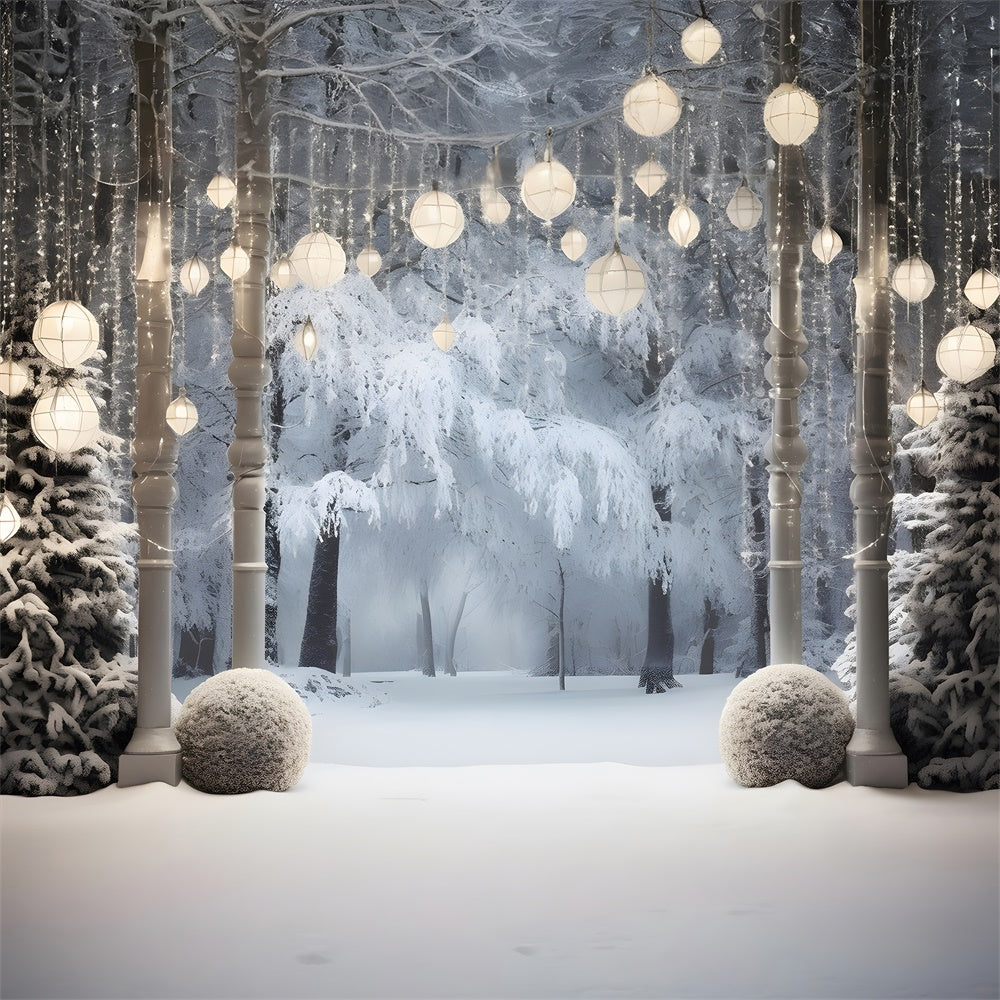 Toile de fond de Forêt avec Lumières et Arbre de Noël RR7-744