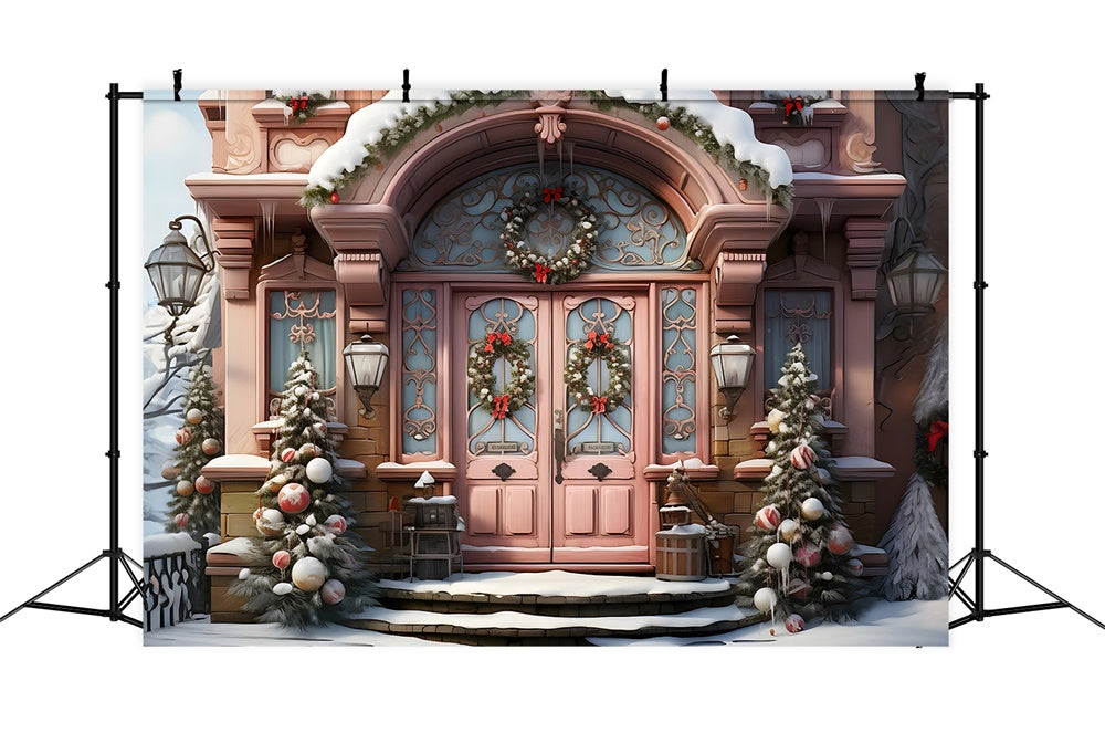 Toile de fond de Photographie de Maison Neigeuse de Noël RR7-788