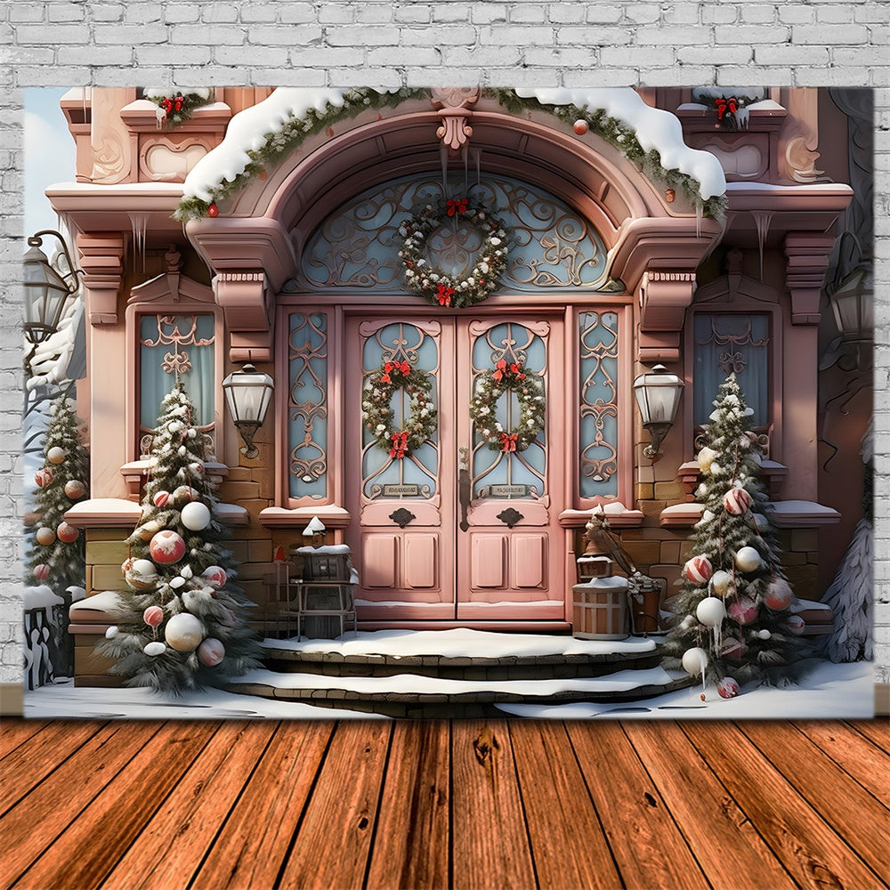 Toile de fond de Photographie de Maison Neigeuse de Noël RR7-788