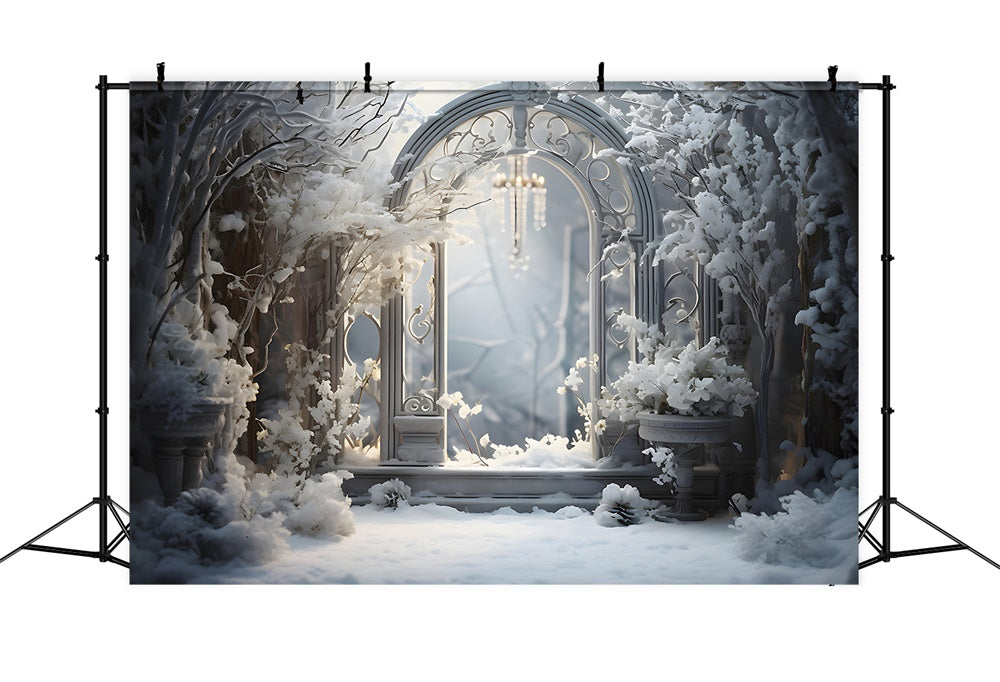Toile de fond de Merveille de Neige avec Arbre de Noël RR7-852