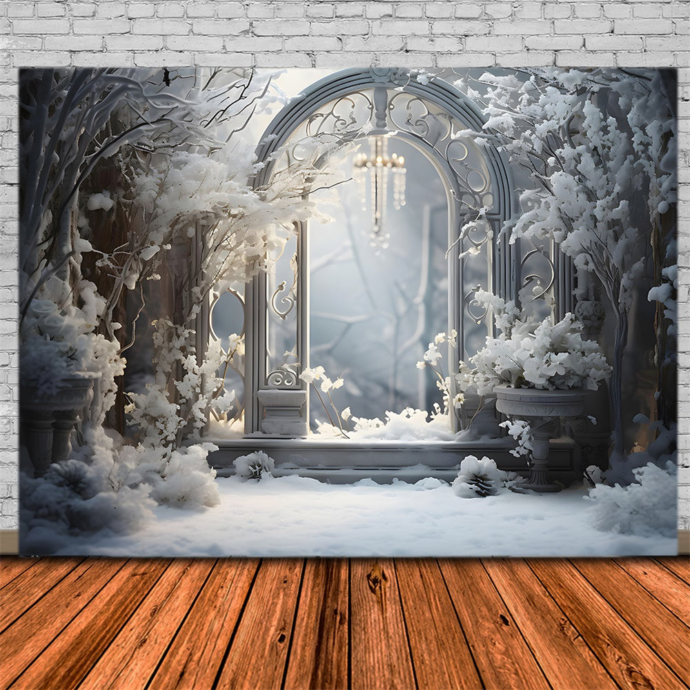 Toile de fond de Merveille de Neige avec Arbre de Noël RR7-852