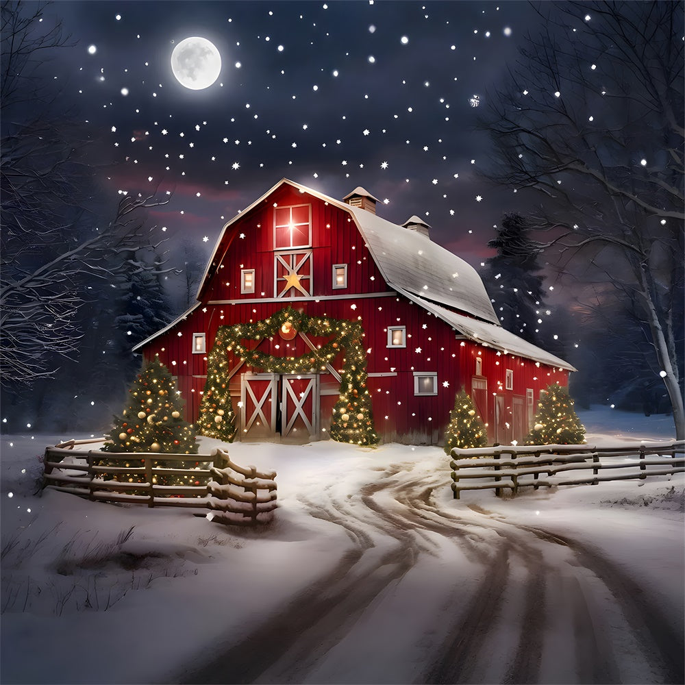 Toile de fond de Maison avec Arbre de Noël et Étoiles Brillantes RR7-874