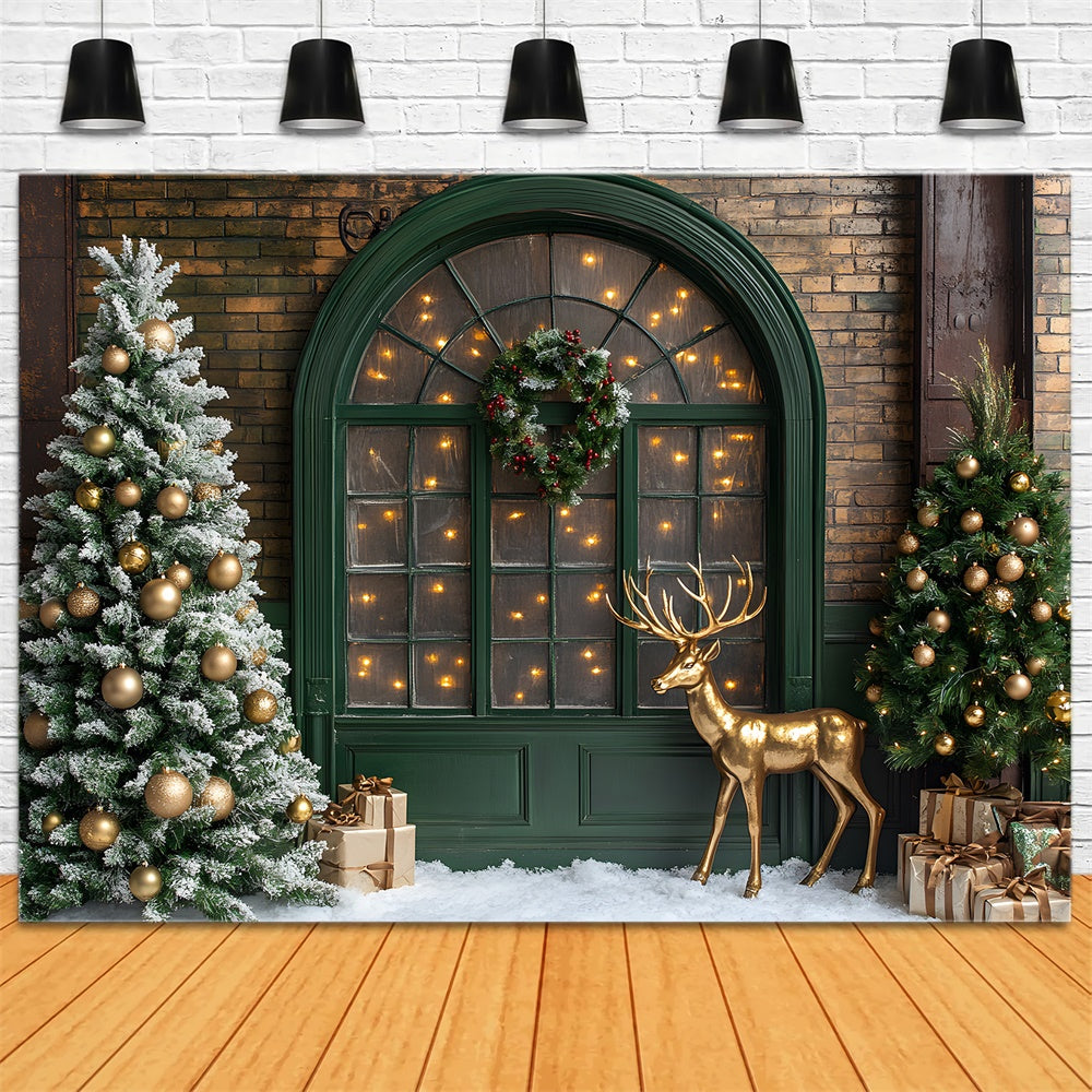 Toile de fond Renne et Fenêtre Illuminée de Noël RR8-104