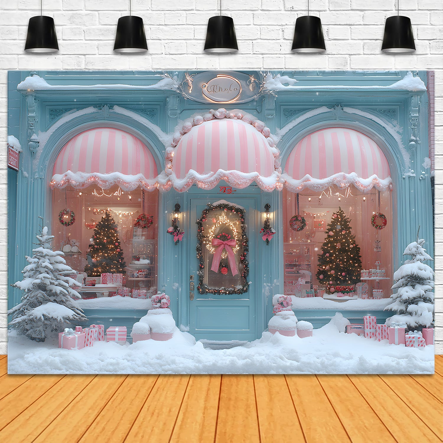 Toile de Fond Magique de Devanture de Bonbonnière de Noël RR8-150