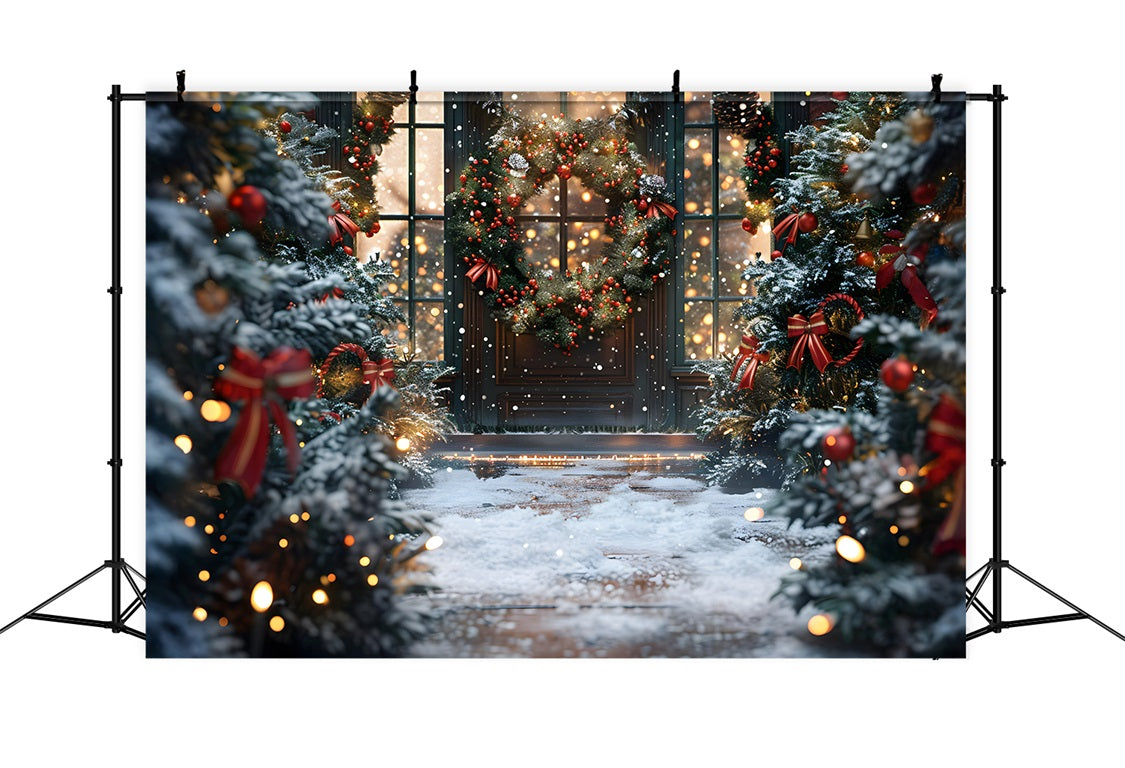 Toile de Fond de Chemin Enneigé Enchanté de Noël RR8-180