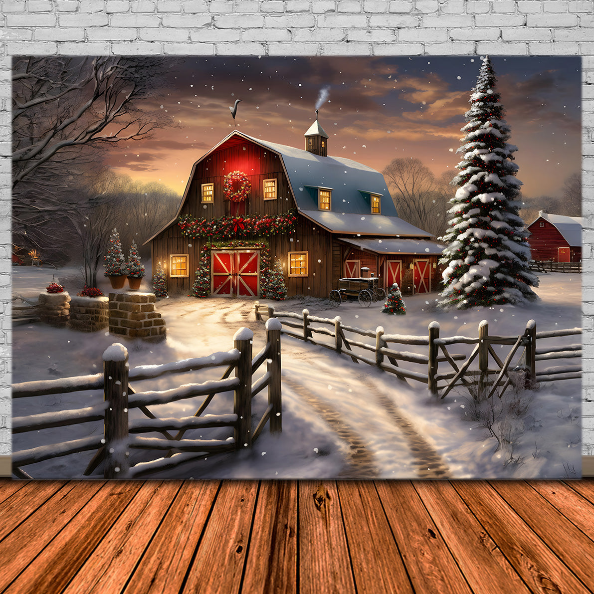 Toile de Fond de Scène de Village de Noël RR8-210