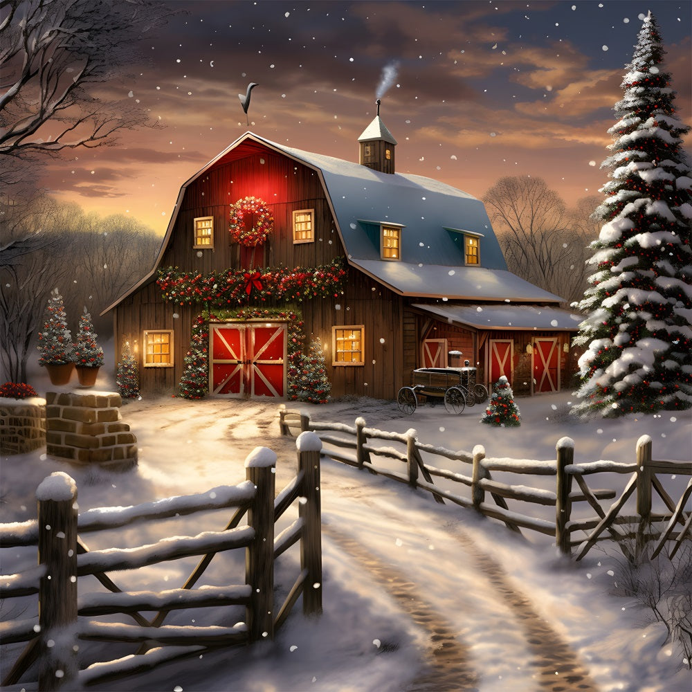Toile de Fond de Scène de Village de Noël RR8-210