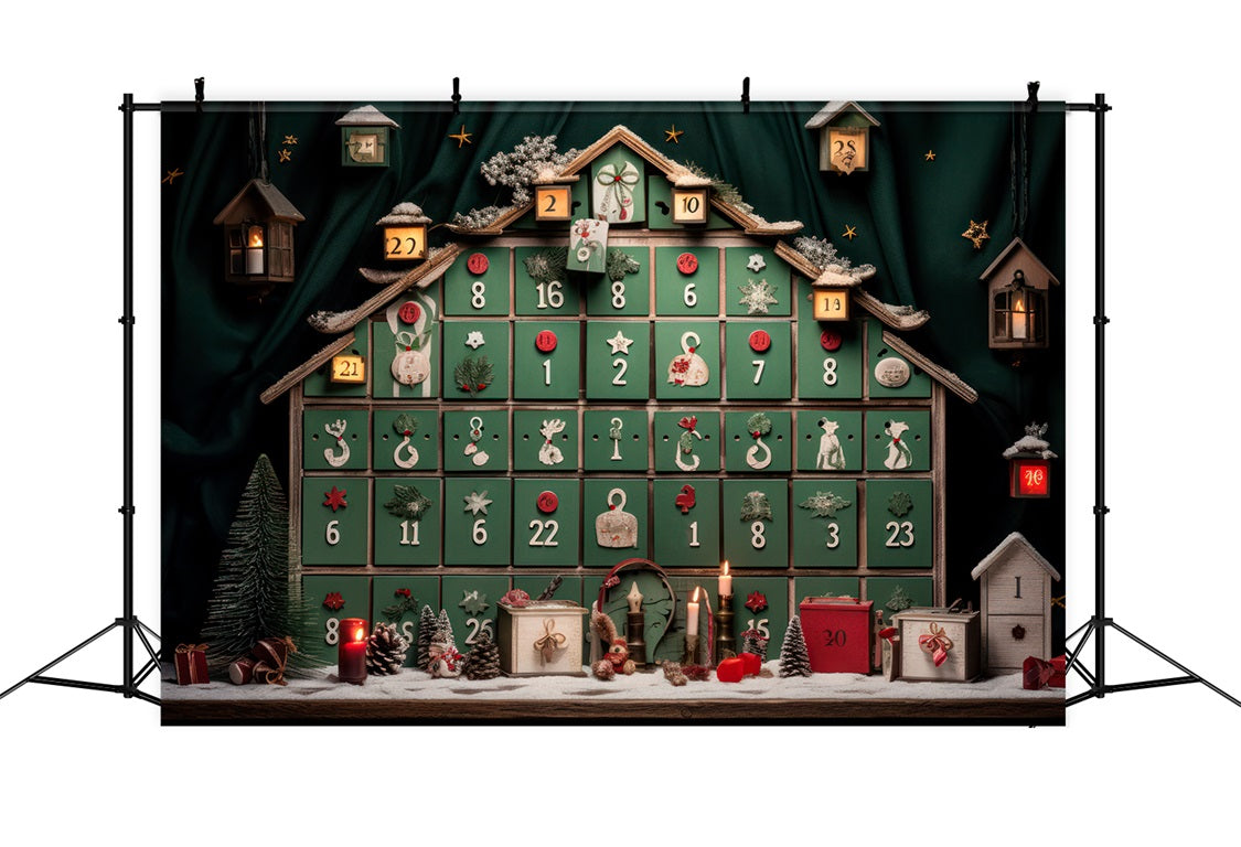 Toile de Fond de Calendrier de l'Avent avec Décor Rustique de Noël RR8-226