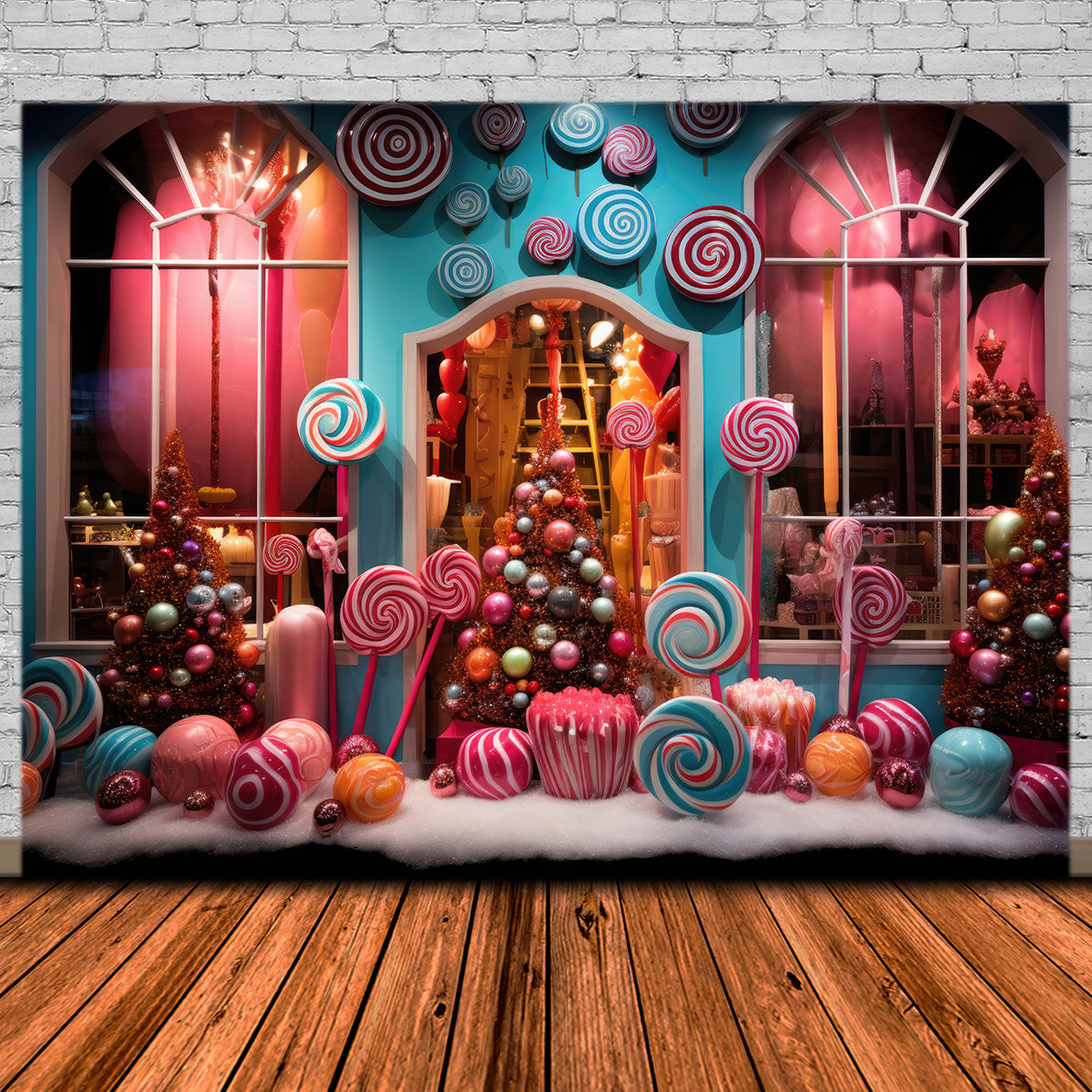 Toile de Fond Magique de Vitrine de Magasin de Bonbons de Noël RR8-232