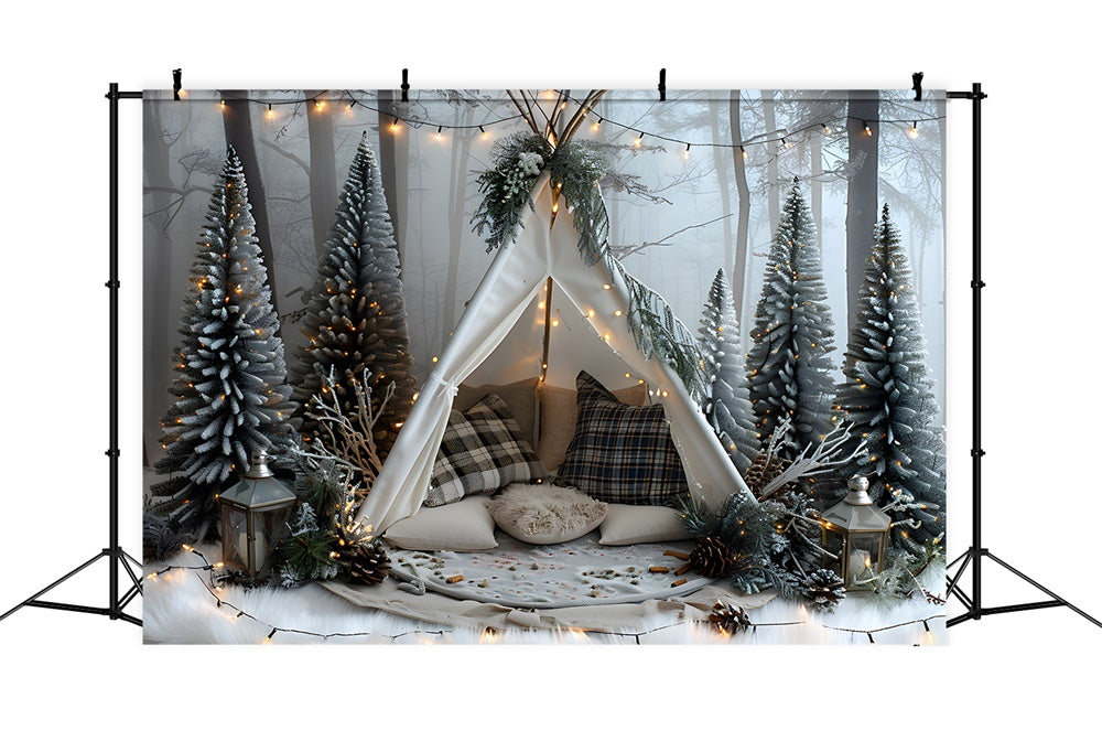 Toile de fond Forêt de Sapins Tente de Noël RR8-25