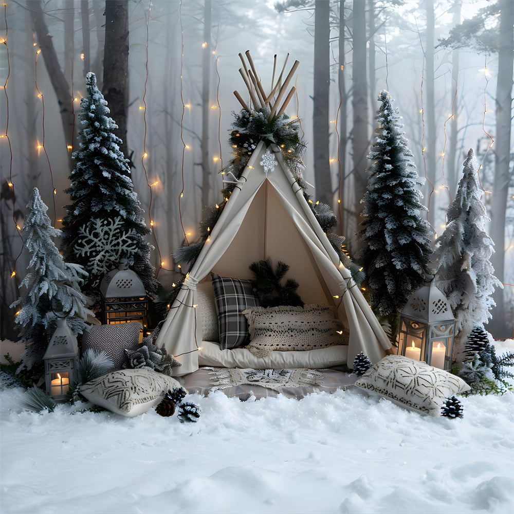 Toile de fond Sapins de Noël Tente Lumières RR8-26