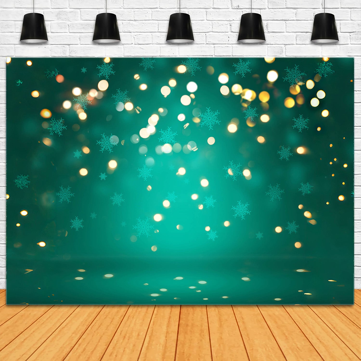 Toile de fond flocon de neige vert de Noël RR8-274