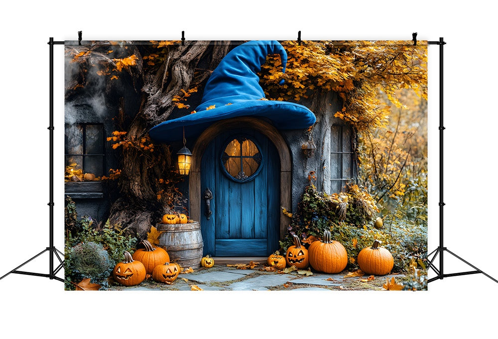 Toile de Fond Maison de Sorcière avec Citrouilles d'Automne RR8-307