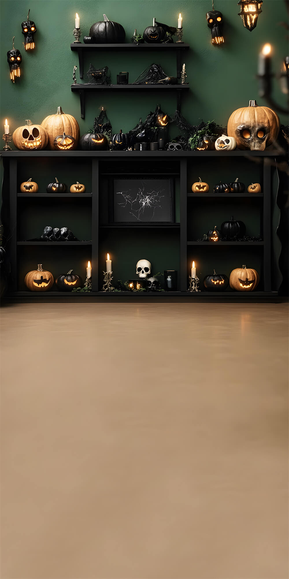 Toile de Fond Citrouille Maléfique dans Chambre Effrayante d'Halloween RR8-395