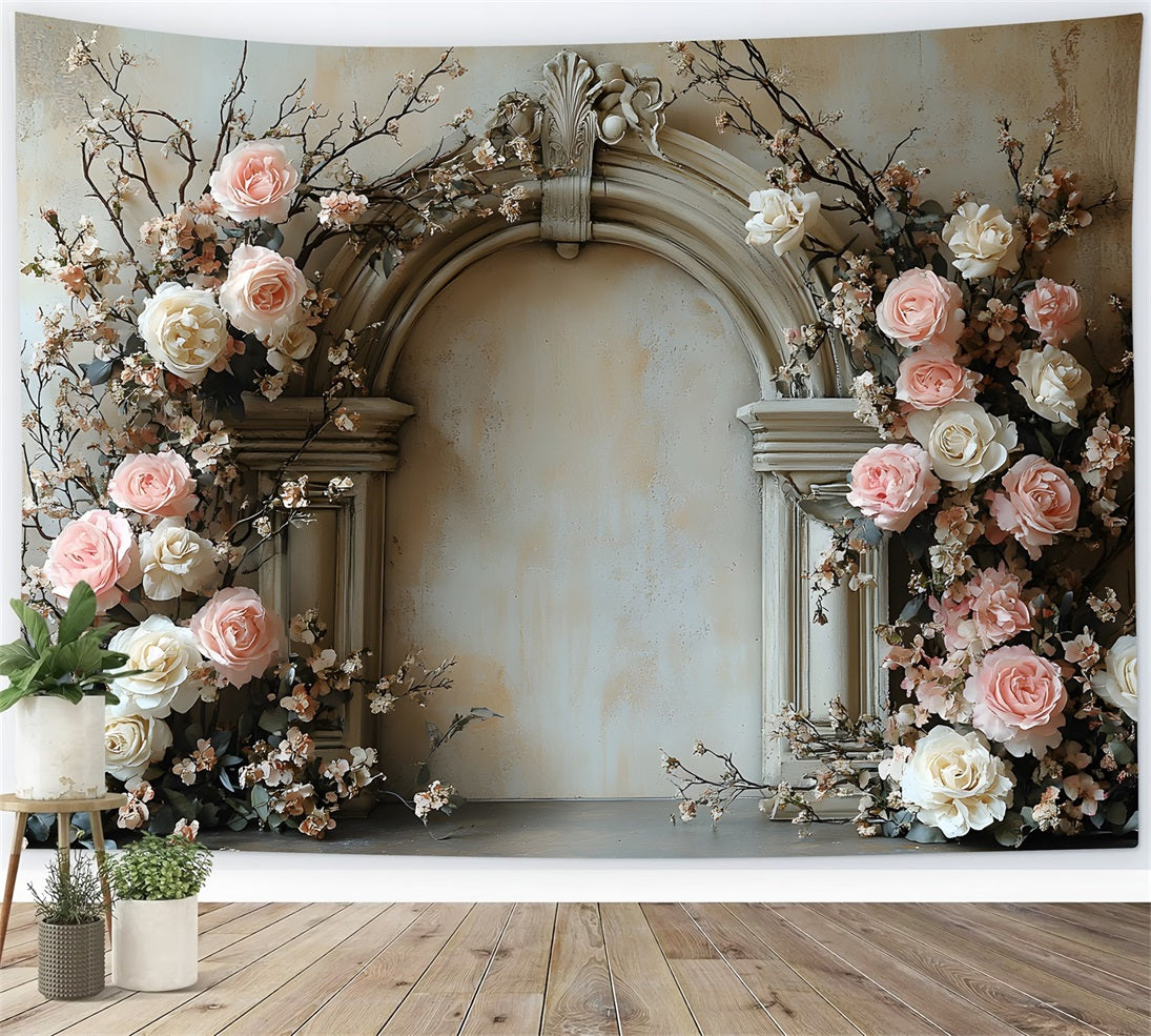 Toile de Fond Élégant Arche Fleurie Bohème RR8-406