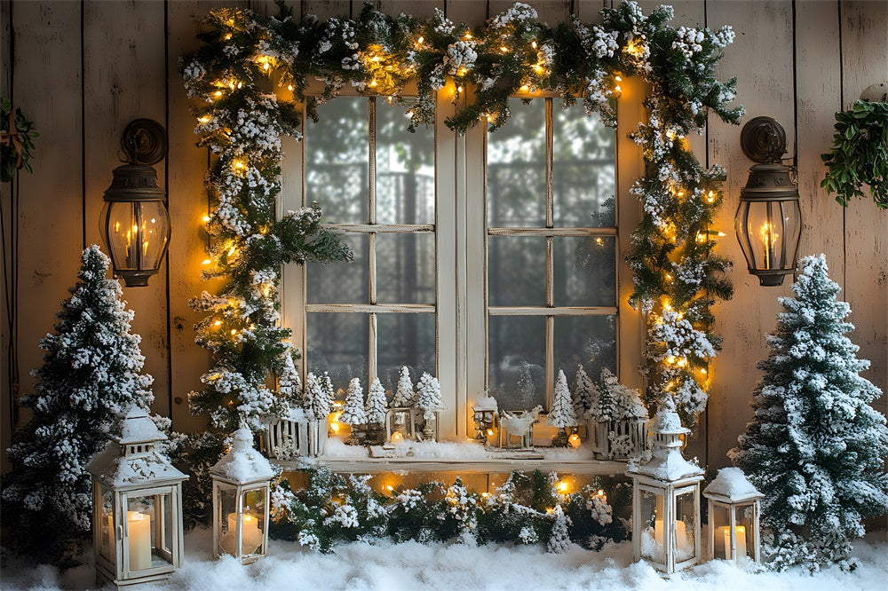 Toile de fond Fenêtre Illuminée Guirlande de Noël RR8-41