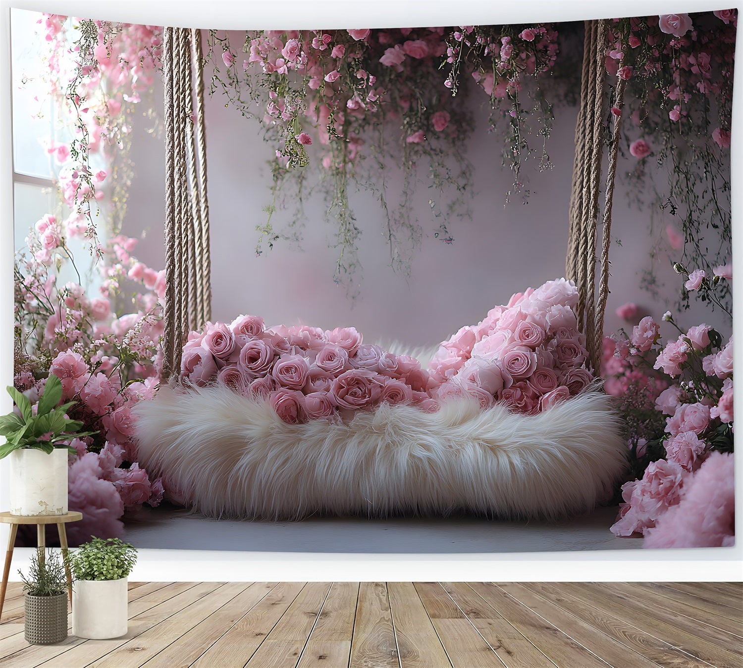 Toile de Fond Balançoire Florale Romantique Bohème RR8-429