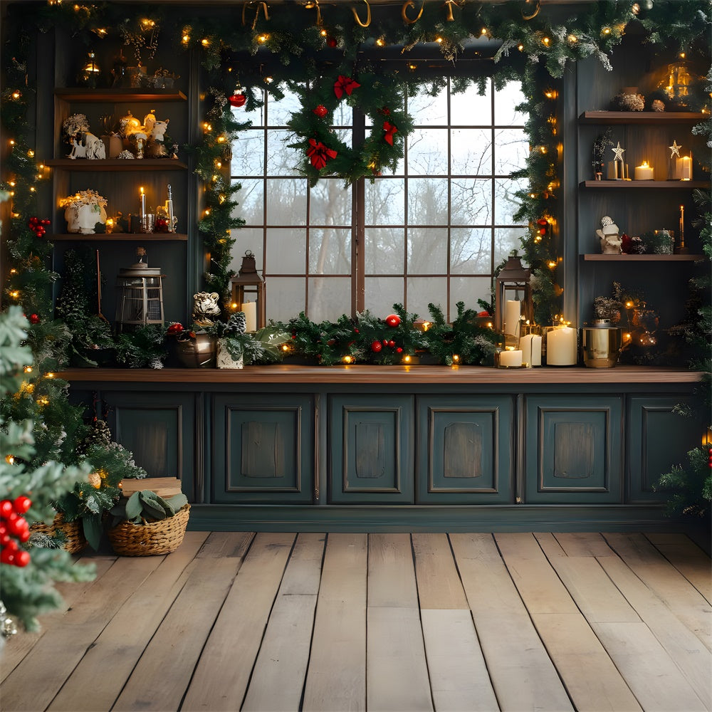 Toile de fond Cuisine Illuminée de Noël RR8-43