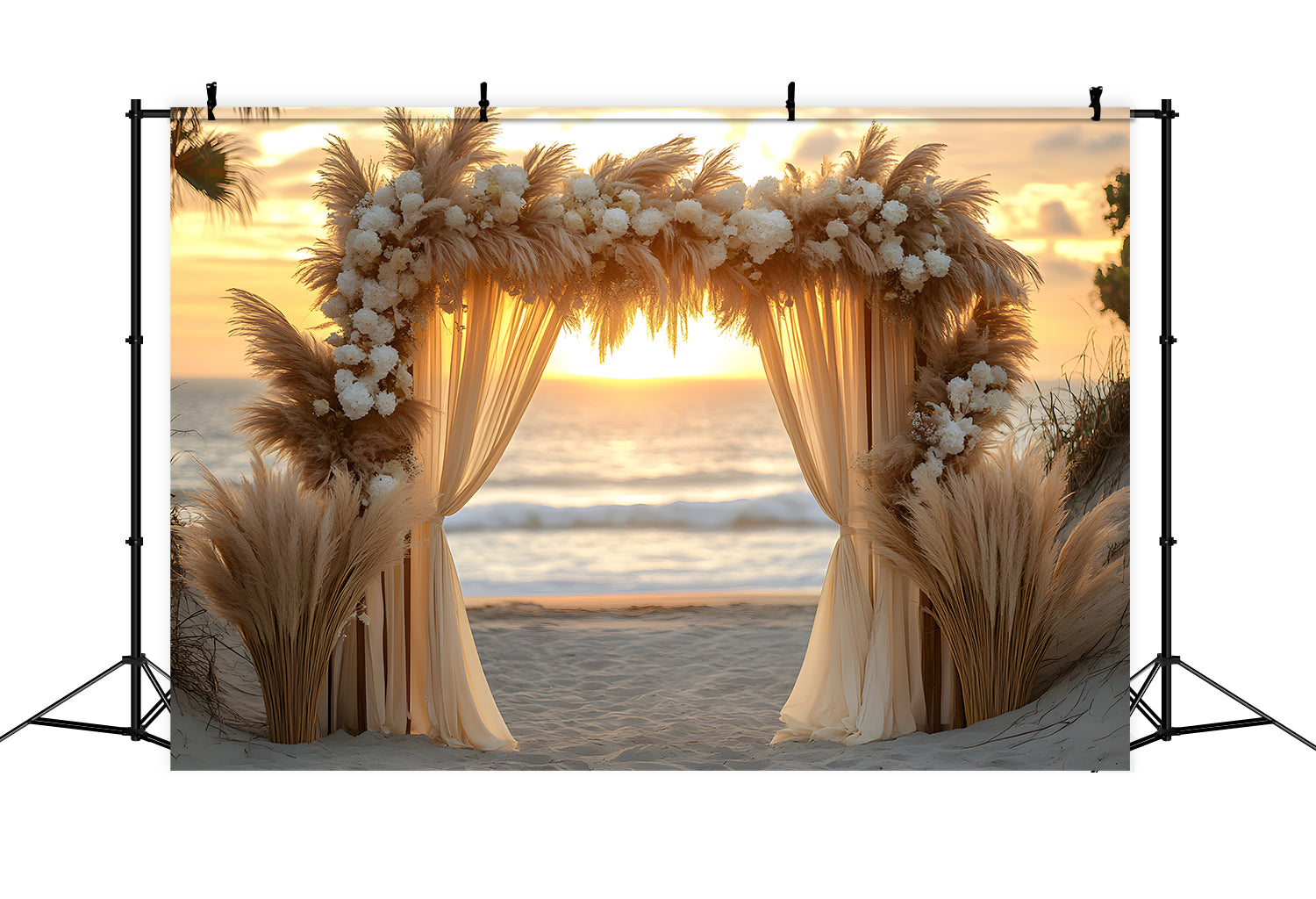 Toile de Fond Arche de Mariage Bohème sur la Plage RR8-434